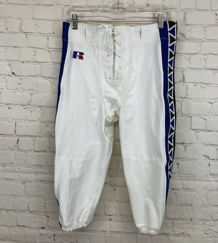 Russell Athletic Mens E9362MN Vintage 1999 L White Blue Black Tie Baseball Pants