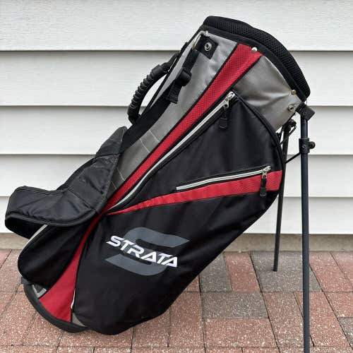 Strata By Callaway Golf Carry Stand Bag Dual Straps Black Red White 5 Way