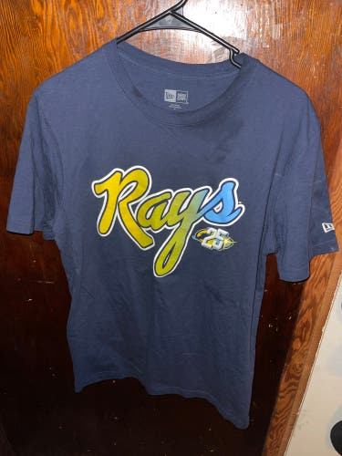 New Era MLB Tampa Bay Rays 25th Anniversary Season Shirt Mens Medium Used Pre Owned.