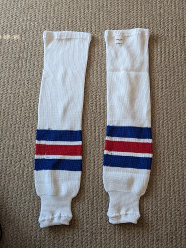 NY Rangers Colors White with Red and Blue New Senior Large Socks