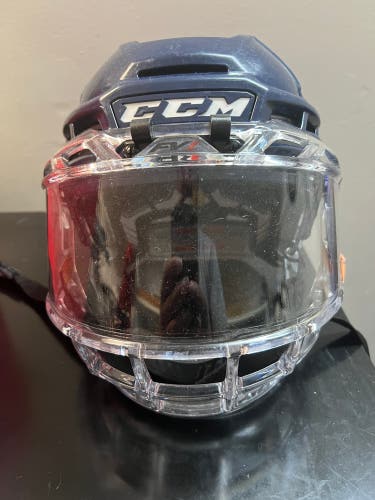Used Navy CCM 910 Hockey Helmet with CCM FV1 Visor