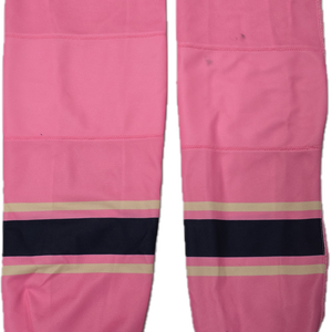 SP CUSTOM PRO HOCKEY SOCKS SPRINGIELD THUNDERBIRDS PINK IN THE RINK NIGHT USED 21-22 SEASON(12451)