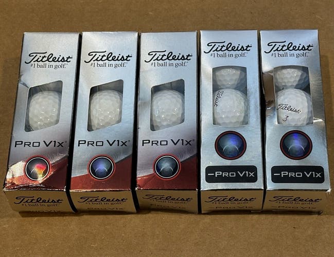 Titleist ProV1x 2023 / Left Dash Golf Balls 5 Sleeves Included New in Packaging
