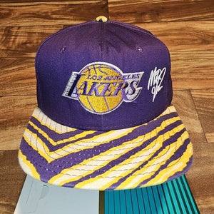 Vintage Los Angeles Lakers Magic Johnson Zubaz AJD Sports Hat Cap Vtg Snapback