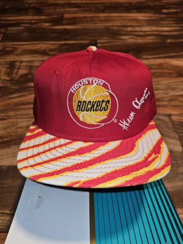Vintage Rare Houston Rockets AJD Zubaz Hakeem Olajuwon NBA Sports Hat Snapback