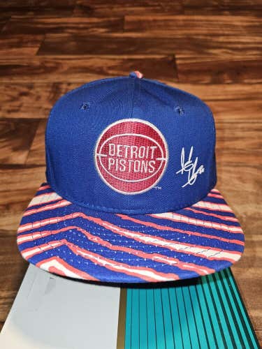 Vintage Detroit Pistons Isiah Thomas NBA Sports AJD Zubaz Hat Cap Vtg Snapback
