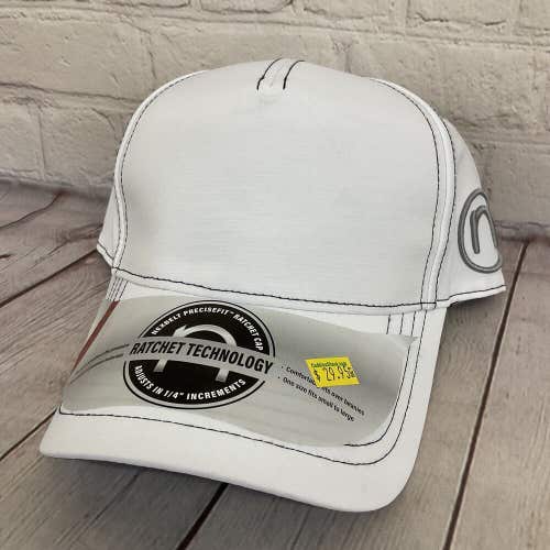 Nexbelt Precisefit Ratchet Golf Hat - OSFM Adjustable Hat - White Slight Blemish
