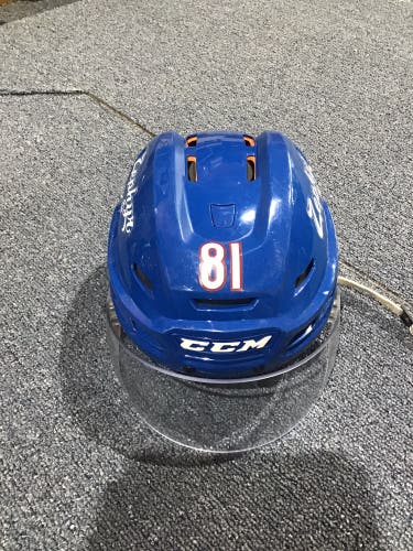 Game Used Colorado Eagles Blue CCM Tacks 710 Pro Stock Helmet Medium #81