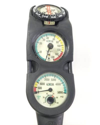 Genesis Scuba Dive Navigator 3 Gauge Complete Console SPG Depth Compass Sherwood