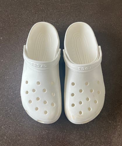 Used  Once Men’s Size 12 White Crocs (Check Description)