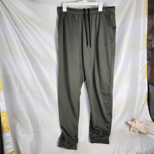 Nike Dri-Fit Olive Green Black Logo Poly Fleece Lined Mesh Pocket Jogger Sweatpants Size Tall XXL