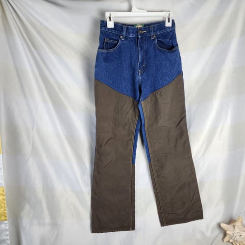 Cabela's Indigo Denim with Khaki Color Nylon Facing Roughneck Upland Jeans Kids Size 14