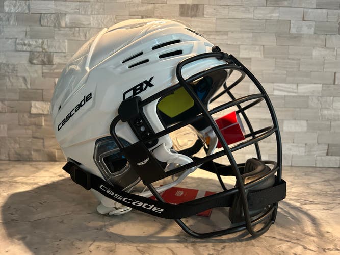 New Medium Cascade CBX Box Lacrosse Helmet - White