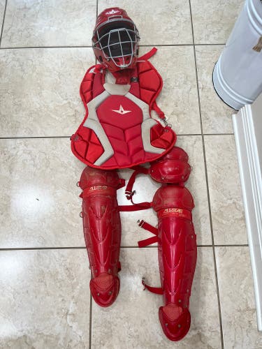 Allstar Z Series Boys size 16-18 Baseball Catchers gear. Red. Great Condition