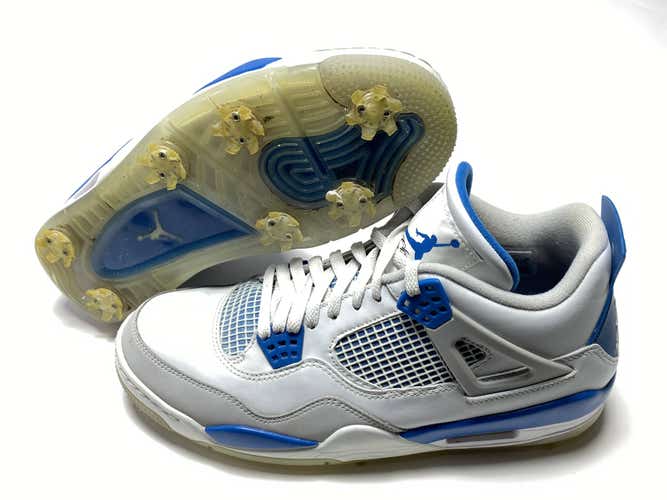 Air Jordan IV 4 Retro Military Blue Golf Shoes White Men's SZ 11.5 (CU9981-101)
