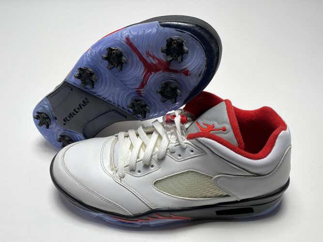 Air Jordan V 5 Low G Fire Red Golf Shoes White Men's SZ 11.5 (CU4523-100)