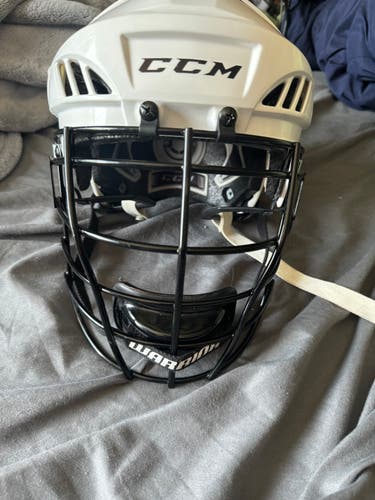 Used CCM Hockey Helmet with Warrior Fatboy Box Lacrosse Cage