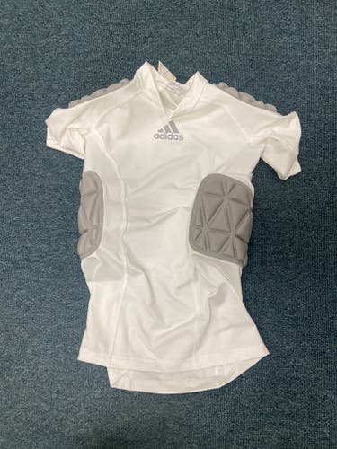 Adidas New Youth Medium Techfit Smash Short Sleeve Padded White Compression Shirt