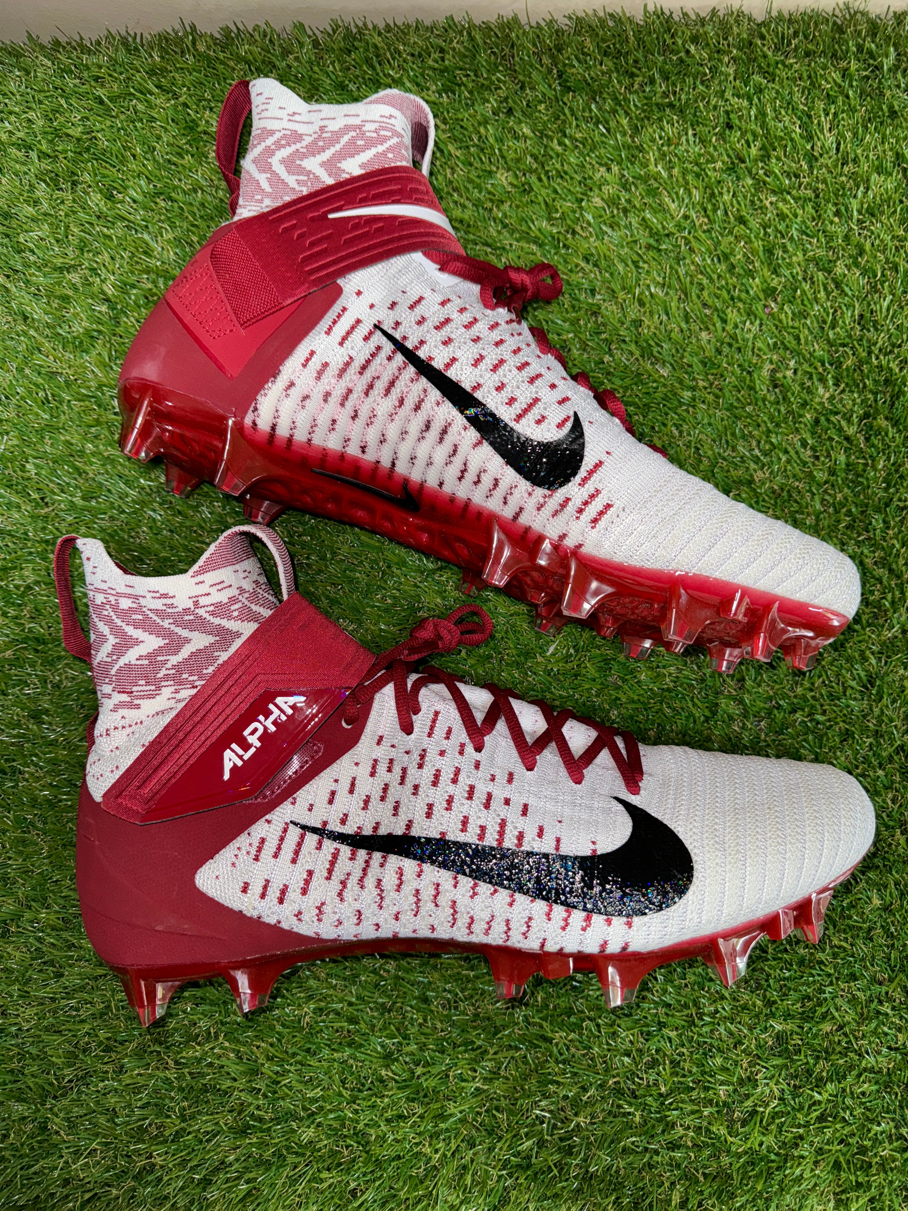 Nike Alpha Menace Elite Football Cleats White/University Red  display picture 3