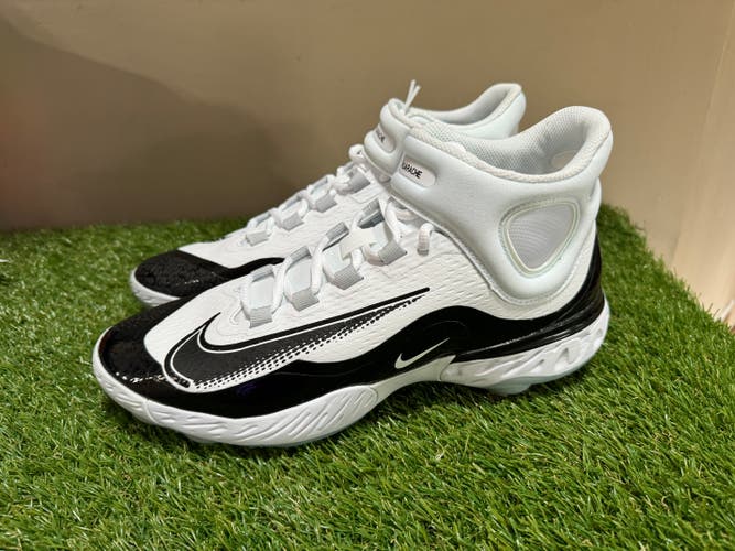 Nike Alpha Huarache Elite 4 Mid Baseball Cleats Size 11 Black White FD2744-101