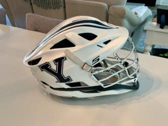 Yale Game Worn Used White Cascade S Helmet