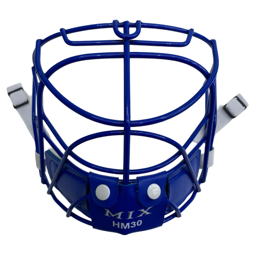 Mix Hockey HM30 Goalie BLUE Cat Eye Cage Combo Chin sling - 5 Sling Colors available 