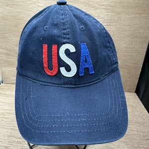 Old Navy USA Flag Cap Hat Adult Adjustable Navy Blue 100% Cotton