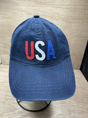 Old Navy USA Flag Cap Hat Adult Adjustable Navy Blue 100% Cotton