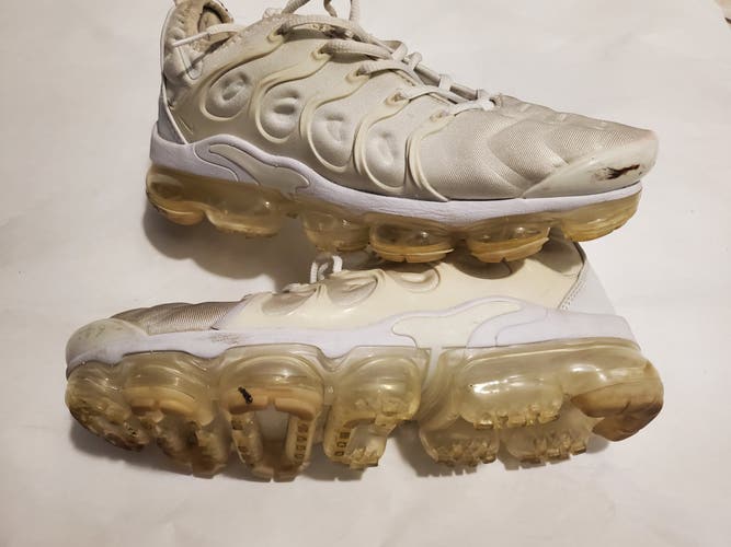 Men's Nike Air Max Plus Low Athletic Running Shoes White Size 8.5 #862201-101