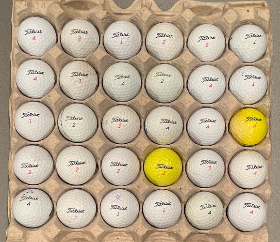 (30) Titleist assorted golf balls recycled (LotP2) Tru Feel Tour speed Distance Avx hp2 Dt Solo