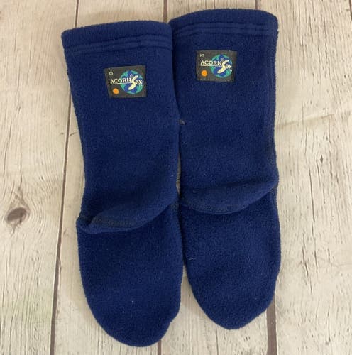 Acorn Sox Kids Unisex Vintage Versafit Small Navy Blue Fleece Socks NWT