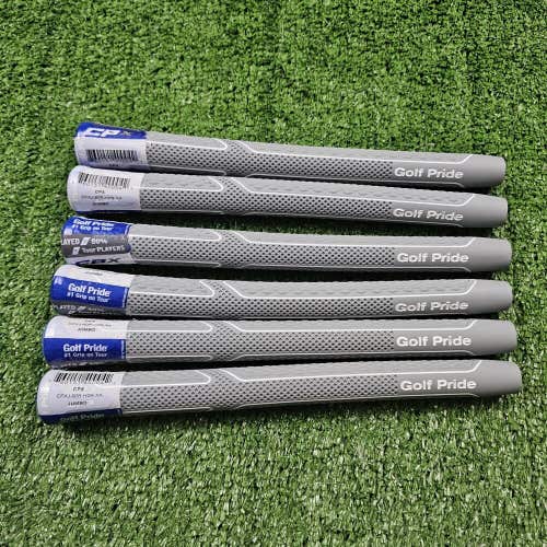 Set Of 6 Brand New Golf Pride CPX Jumbo Golf Grips - Grey/Blue Small Club Set