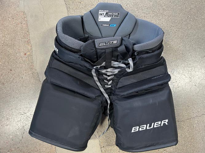 Black Used Intermediate Large Bauer Elite Hockey Goalie Pants