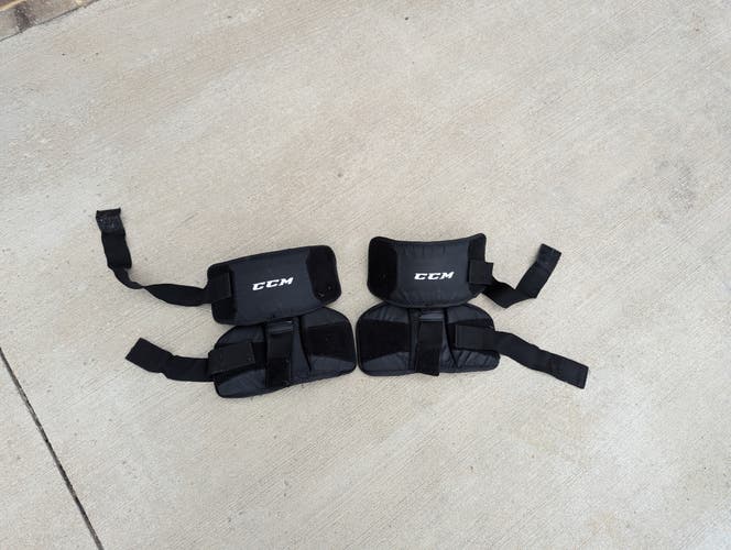 Used CCM Senor Goalie Goaltenders Knee Guards - See Photo's - Velcro straps are worn in parts