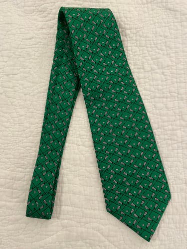 Used Green Crossed Lacrosse Stick Tie