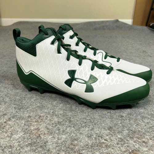 Under Armour Mens Football Cleat 13.5 White Green Lacrosse Nitro Select Mid