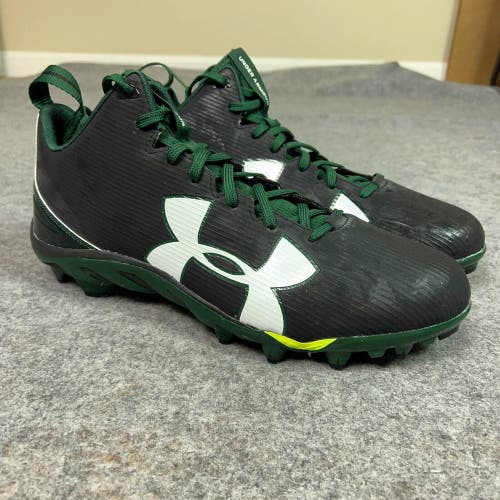 Under Armour Mens Football Cleat 14 Black Green Lacrosse Spine Mid Sport Pair