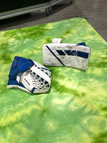 Blue Used Junior Warrior Ritual G5 Goalie Gloves & Blockers Regular