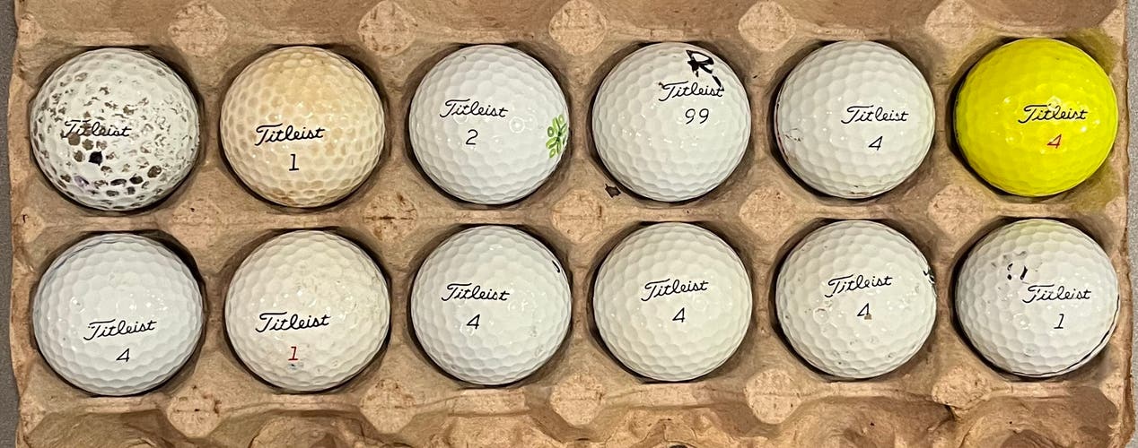 (12) TITLEIST Pro V1 / pro V1x Golf Balls dozen used/recycled (lotT2)
