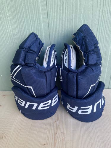 Used Junior Bauer NSX Hockey Gloves 12" Blue Free Flex Thumb