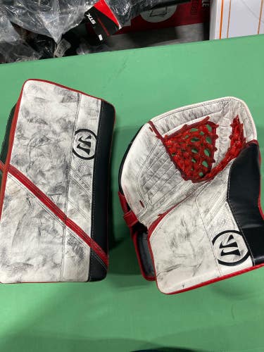 Red Used Intermediate Warrior Ritual G5 Goalie Glove & Blocker Full Right
