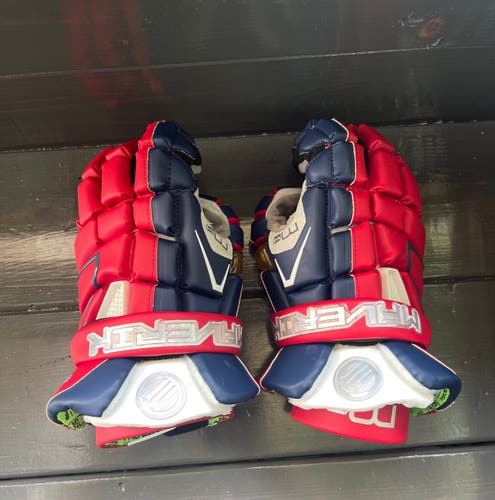 Used Red And Blue Maverik Showtime 13" M4 Lacrosse Gloves