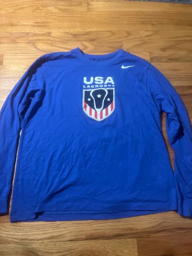 Blue New Men's Nike USA Lacrosse Dri-Fit Shirt