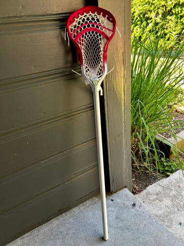 Adrenaline Lacrosse Head Dyed Pink, Redline Shaft, Pro Strung (complete stick)