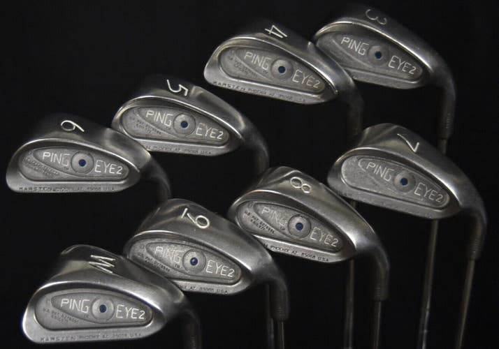 PING EYE2 BLUE IRONS SET 3 4 5 6 7 8 9 W LENGTH:  (6) 38 IN  RIGHT HANDED