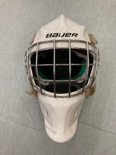 White Used Senior Bauer NME 4 Goalie Mask
