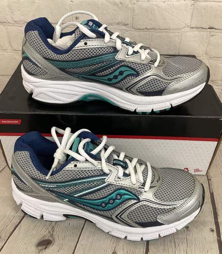 Saucony S15262-1 Grid Cohesion 9 Women's Running Shoes Silver Navy Teal US 7.5