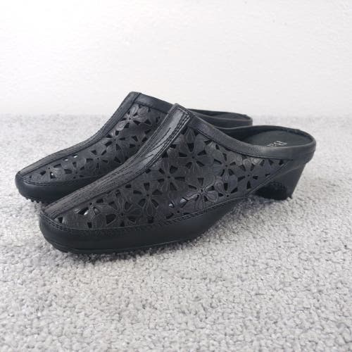 BASS Womens 6 Slip On Shoes Black Woven Heeled Clogs Vivian