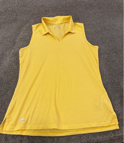 Adidas yellow sleeveless polo shirt. Medium