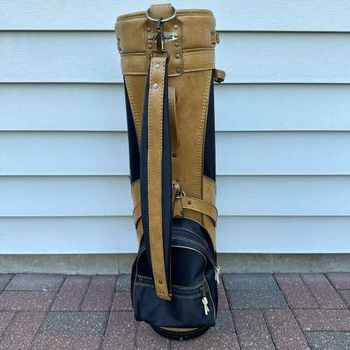 READ Vintage Classic Titleist Brown Dark Blue Faux Leather Golf Bag USA Made